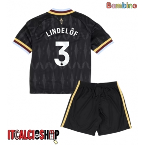 Aston Villa Victor Lindelof #3 Seconda Maglia Bambino 2026-27 Manica Corta (+ Pantaloni corti)